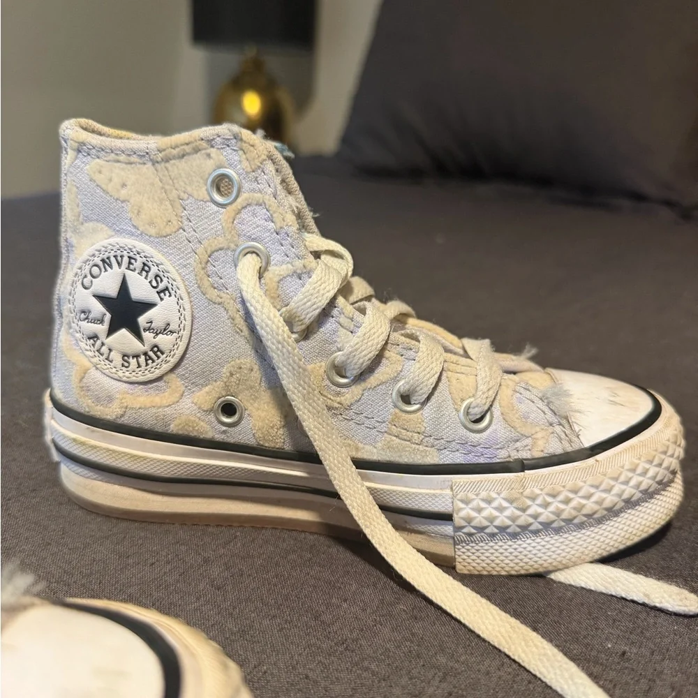 Converse Kids' High-Top Sneakers in Light Purple Butterfly Print